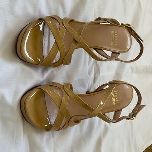 Stuart Weitzman Beige Patent Strappy Heels